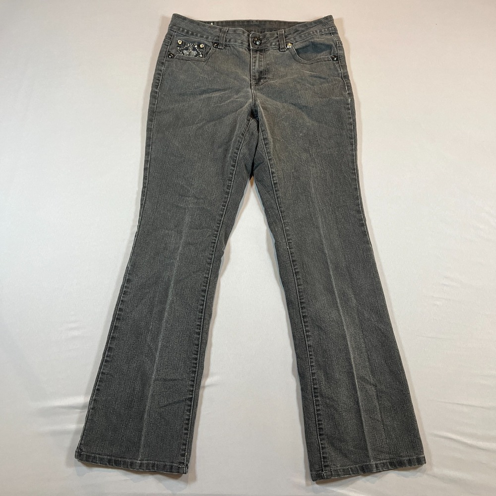 Style & Co. Bootcut Jeans Womens 6 Gray Denim Cotton Stretch Mid Rise Zip Fly